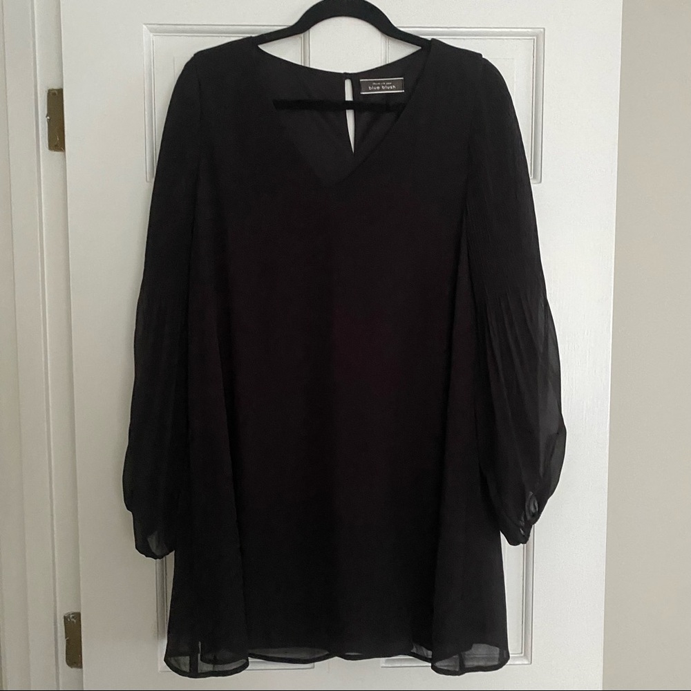 Black Chiffon Mini Shift Dress with Pillow Sleeves from Lulus